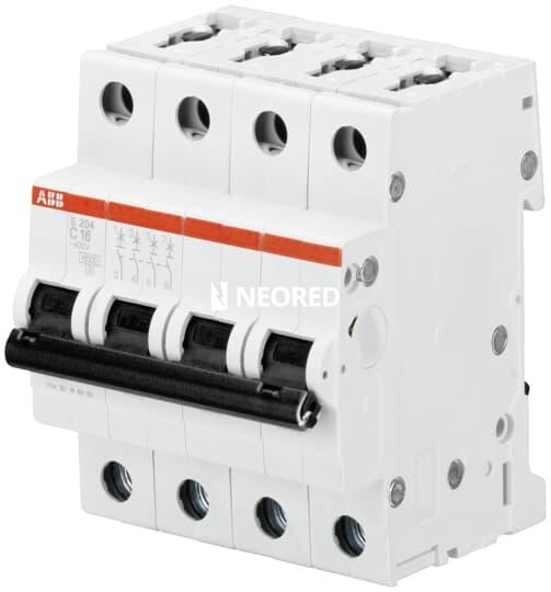 Interruptor termomagnético tetrapolar    In 6A. Icn = 6kA @ IEC60898 Icu : 10 kA @ IEC60947-2. Curva C