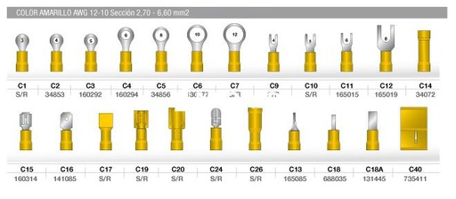 [GABC-2] TERMINAL PREAISLADO AMARILLO CABLE 2,70/6,60 OJAL 4