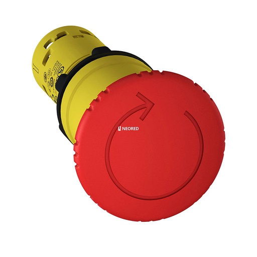 [SCHXB7NS8442] Parada de Emergencia, plástica, monolítica de 1/4 de Giro, metálica, 1NC, Ø 40mm, Rojo