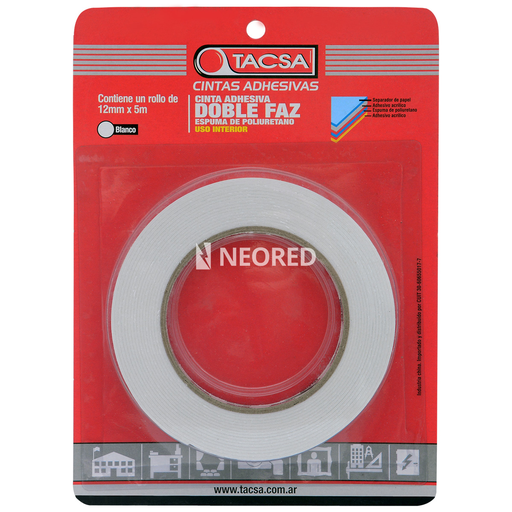 [TACPTTACSA151B] Cinta adhesiva doble faz de espuma de poliuretano - 12mm x 5m
