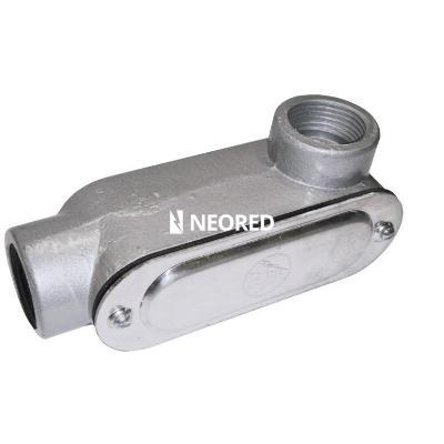 [DELALL 57] CAJA DE PASO de ALUMINIO TIPO CONDULET ESTANCO CON 1 TAPA/JUNTA de 2 VIAS 90* IZQ. 1 1/2" NPT