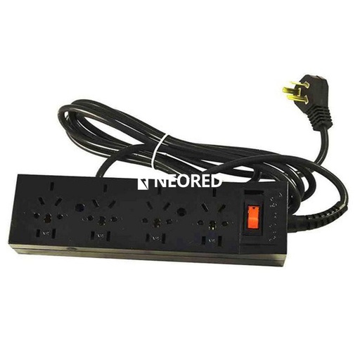 [CAM1100] PROLONGADOR DE 4 TOMAS NEGRO C/CABLE 3,00 MTS.