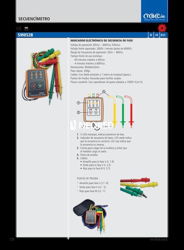 [TBCSM852B] SECUENCIMETRO TBCIN CON INDICADOR ELECTRONICO DE SECUENCIA DE FASE