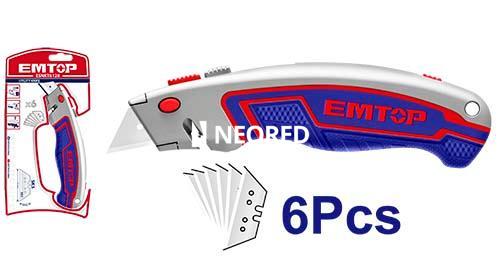 [EMPET-ESNKT6128] Cutter metalico trapezoidal c/grip c/6 hojas rpto Emtop ESNKT6128