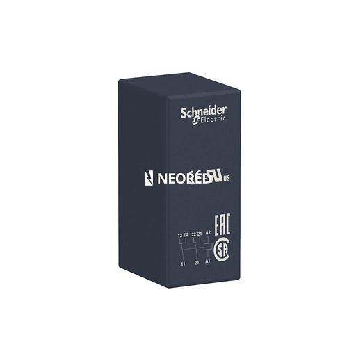 [SCHRSB2A080BD] Relé enchufable Interfase ,8A, 2NANC, 24VDC, sin led