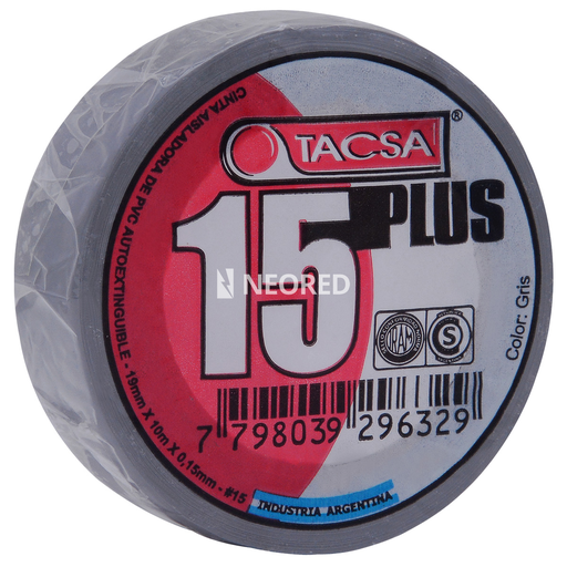 [TACPTTACSA015G] Cinta Aisladora de PVC 19mm x 10m x 0.15mm Gris