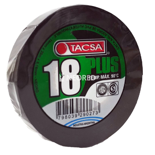[TACPTTAC18P25N] Cinta Aisladora de PVC 19mm x 20m x 0.18mm 18 PLUS Negro