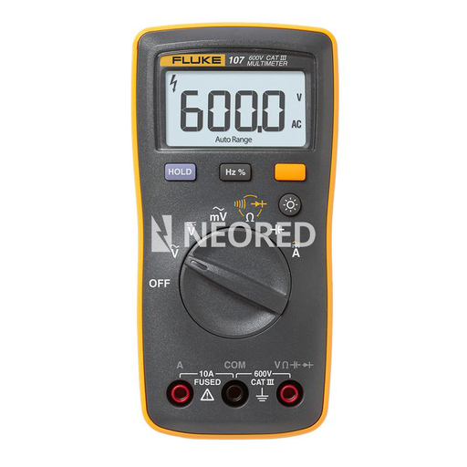 [VDTFLUKE-107 ESP] Multímetro digital con respuesta a valor medio. SÓLO SE COMERCIALIZA EN UN MÍNIMO DE 10 UNIDADES Y ES COMBINABLE CON FLUKE-106 - 15B+ - 17B+