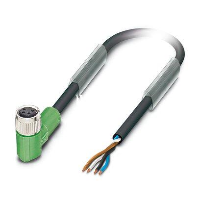 [PHO1553080] Cable para sensores/actuadores, 4-polos, PUR sin halógenos, negro grisáceo RAL 7021, extremo de cable libre, a Hembra de conexión acodado M8, longitud de cable: 5 m