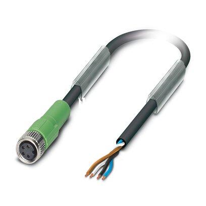 [PHO1681855] Cable para sensores/actuadores, 4-polos, PUR sin halógenos, negro grisáceo RAL 7021, extremo de cable libre, a Hembra de conexión recto M8, longitud de cable: 3 m