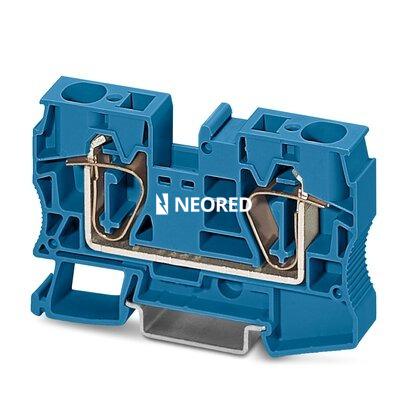 [PHO3036152] Borne de paso, tensión nominal: 1000 V, corriente nominal: 76 A, tipo de conexión: Conexión por resorte, número de conexiones: 2, sección:0,2 mm² - 25 mm²,  AWG: 24 - 4, anchura: 12,2 mm, color: azul, clase de montaje: NS 35/7,5, NS 35/15