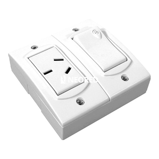 [JEL50418/2] 1 Interruptor Unipolar 220Vca - 10A y 1 Tomacorriente Bipolar + Tierra 250Vca - 10A Blanco