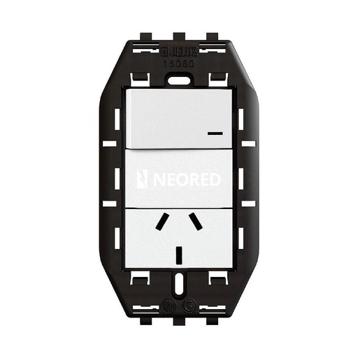 [JEL57014/2] 1 Int. 10A y 1 Toma. Bipolar + Tierra 250Vca - 10A