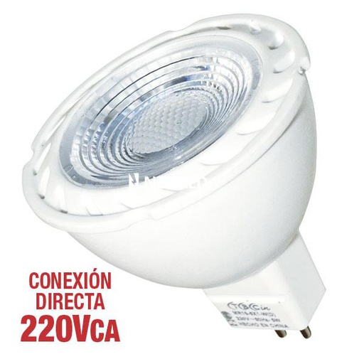 [TBCMR16-5X1-WWD220] LAMPARA A LED DICROICA 5W 230VCA LUZ CALIDA