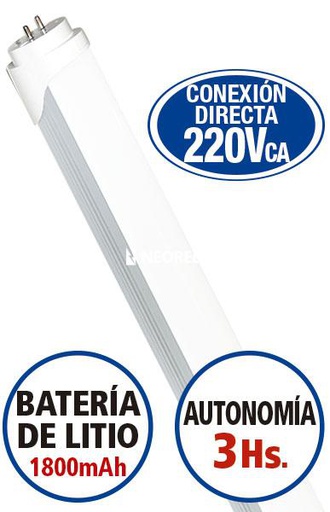 [TBCLT8-610-W] LAMPARA A LED TUBO T8 AUTONOMO 10W LUZ DIA