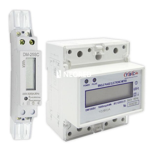 [TBCDM-100SC] MEDIDOR ELECTRONICO DE ENERGIA PARA RIEL DIN 220VCA MOD DIN: 4