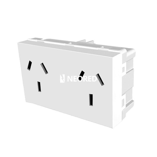 [JEL20028] Tomacorriente Doble Bipolar + Tierra Blanco