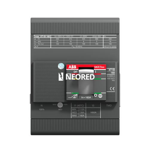 [ABB1SDA066821R1] Interruptor Tmax XT tetrapolar In = 160A - Icu = 18kA, Ics = 100% Icu @ 380VCA 