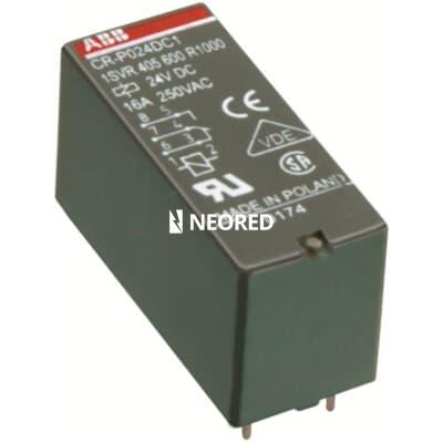 [ABB1SVR405600R1000] Rele enchufable, Alimentación 24 VDC Cont 1 INV, 250 V/16A