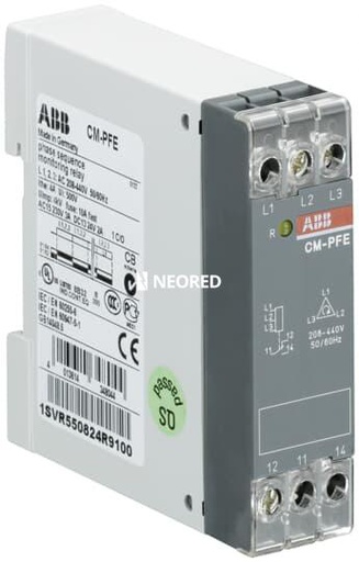 [ABB1SVR550824R9100] Monitores trifásicos, parámetros eléctricos varios Relé de secuencia y falta de fases, Alim 3x208-440 Vca 1 INV