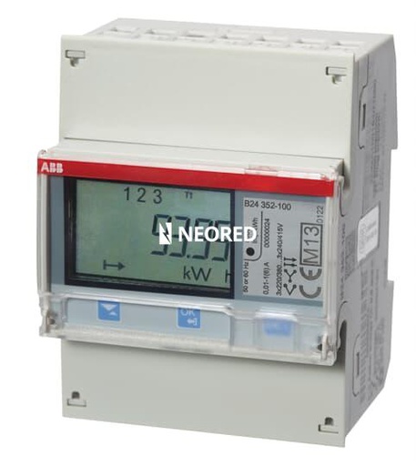 [ABB2CMA100183R1000] Med. de ener. tri. 230/400V, indirecto via TI, Energia Activa y Reactiva, 4Q, Control de tarifa, Com ModBus RS485 Clase 0,5s - 2DI + 2DO Programable