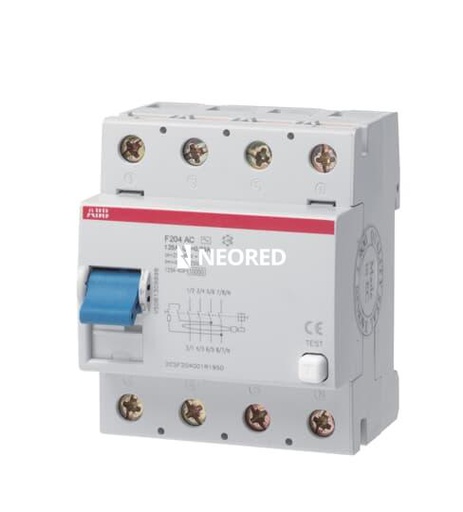 [ABB2CSF204001R1950] Interruptor diferencial tetrapolar In 125 A. Sens = 30 mA