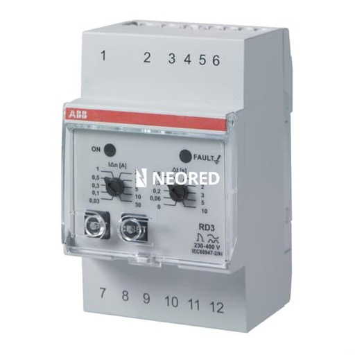 [ABB2CSJ201001R0002] Rele Diferencial, Alim 230-400V (c/señaliz). Sensibilidad 0,03 a 30A. Tiempo Regulable 0 a 10s