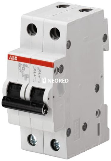 [ABB2CDS242001R0044P] Interruptor termomagnético bipolar  In 4A Icn = 4,5kA @ IEC60898 Curva C