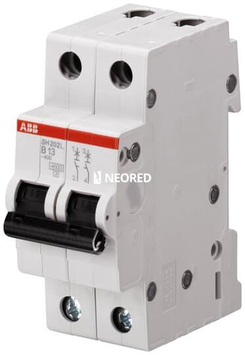 [ABB2CDS242001R0065P] Interruptortermomagnético bipolar  In 6A Icn = 4,5kA @ IEC60898 Curva B