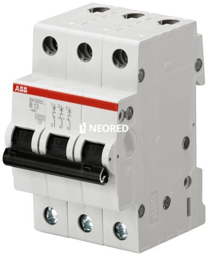 [ABB2CDS243001R0065P] Interruptortermomagnético tripolar  In 6A Icn = 4,5kA @ IEC60898 Curva B