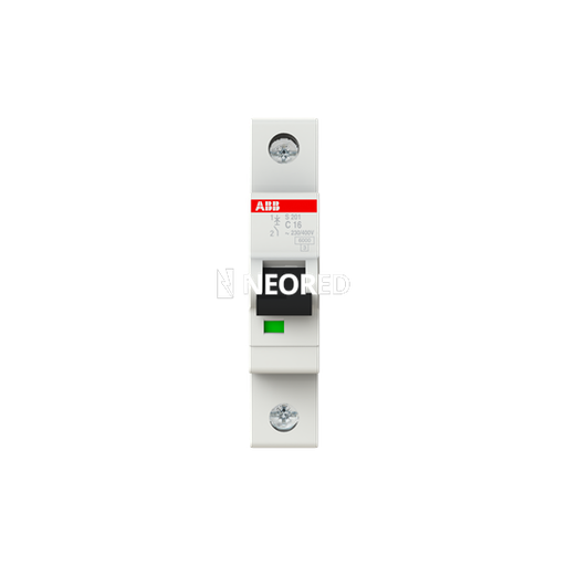 [ABB2CDS251001R0164P] Interruptor termomagnético unipolar In 16A. Icn = 6kA @ IEC60898 Icu : 10 kA @ IEC60947-2. Curva C